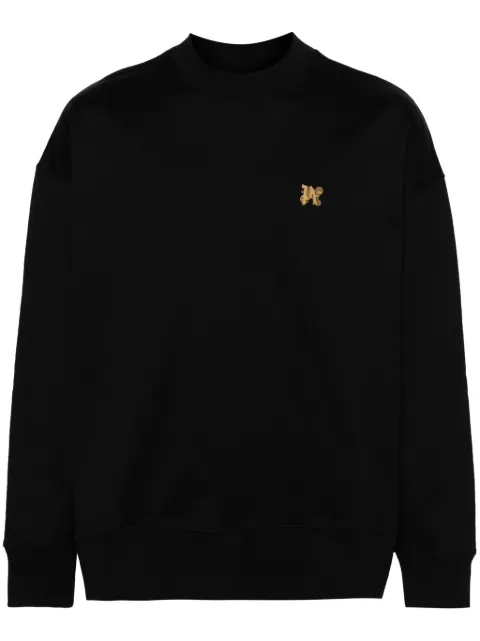 Palm Angels logo-plaque cotton sweatshirt