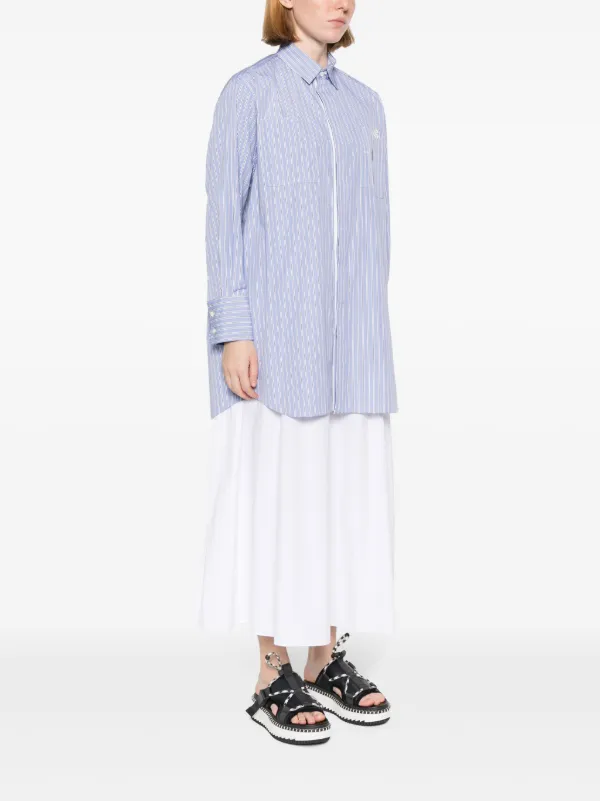 Sacai x Thomas Mason Striped Cotton Shirt | Blue | FARFETCH