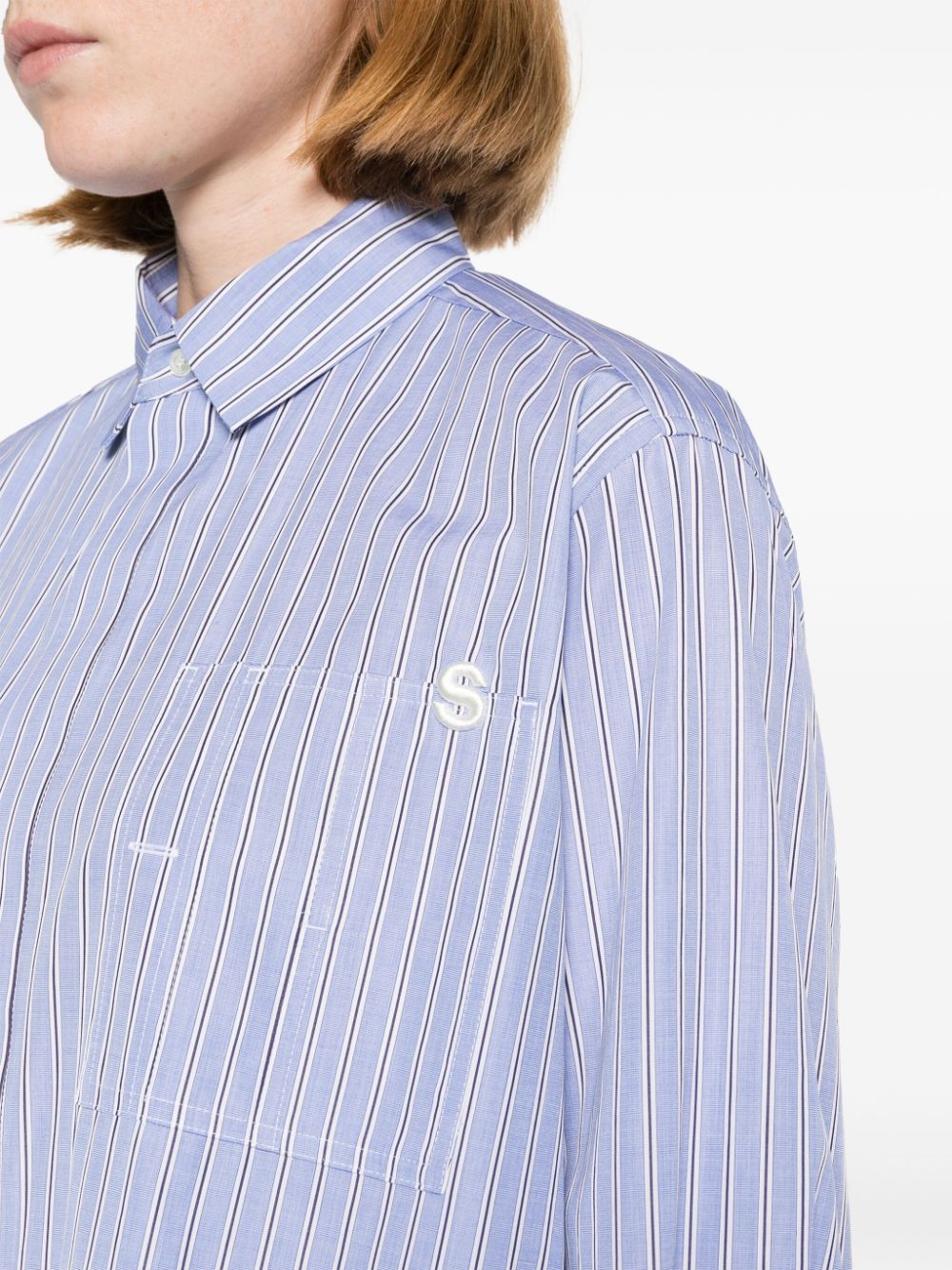 Shop Sacai X Thomas Mason Striped Cotton Shirt In Blue