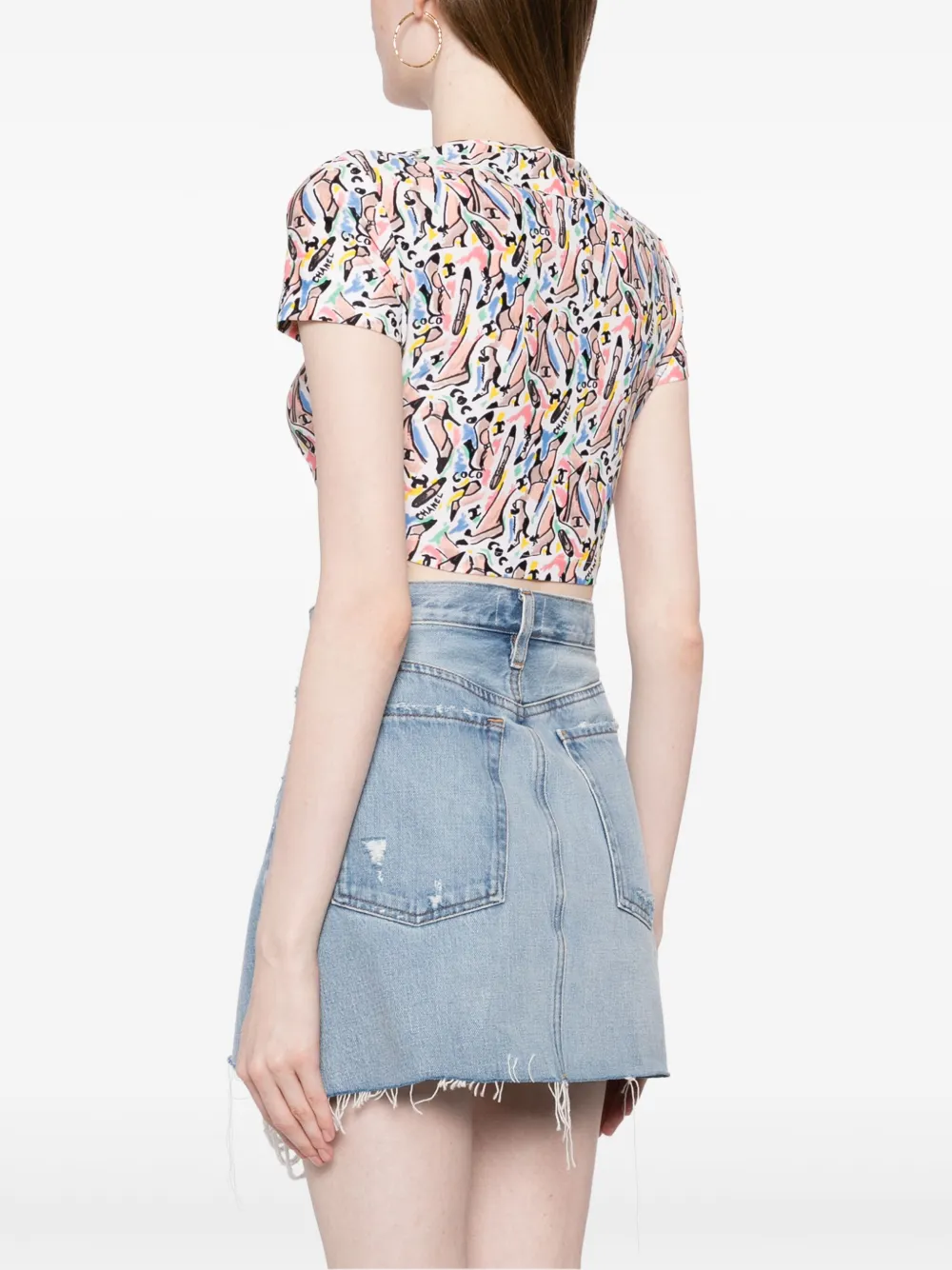 Pre-owned Chanel 1995 Pumps-print T-shirt In Multicolour