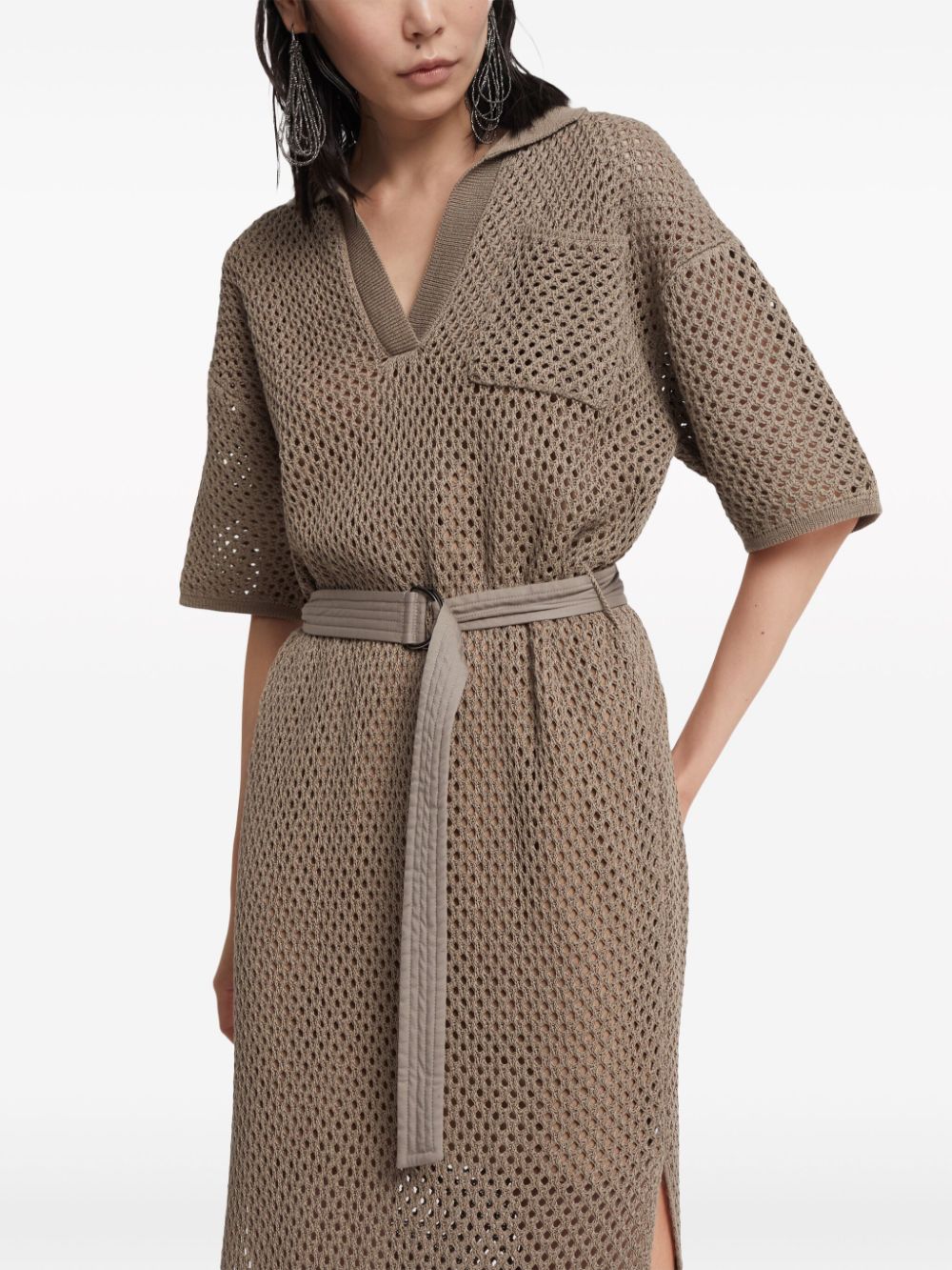 Brunello Cucinelli crochet-knit cotton midi dress Women