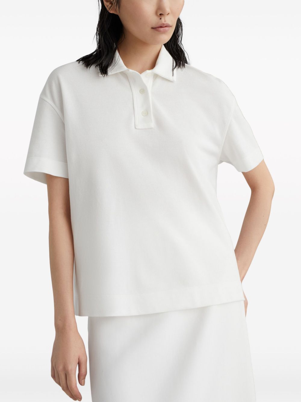 Shop Brunello Cucinelli Monili Chain-detailed Cotton Polo Shirt In White