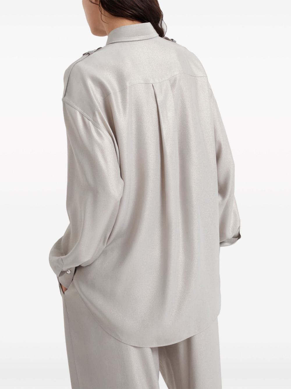 Shop Brunello Cucinelli Monili-embellished Silk Shirt In Neutrals