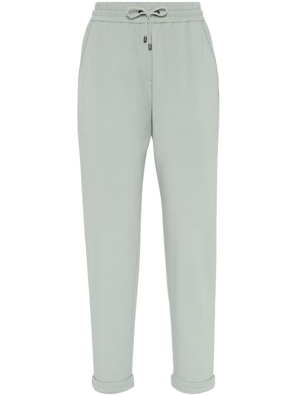 Shop Brunello Cucinelli Tapered Track Pants In Green