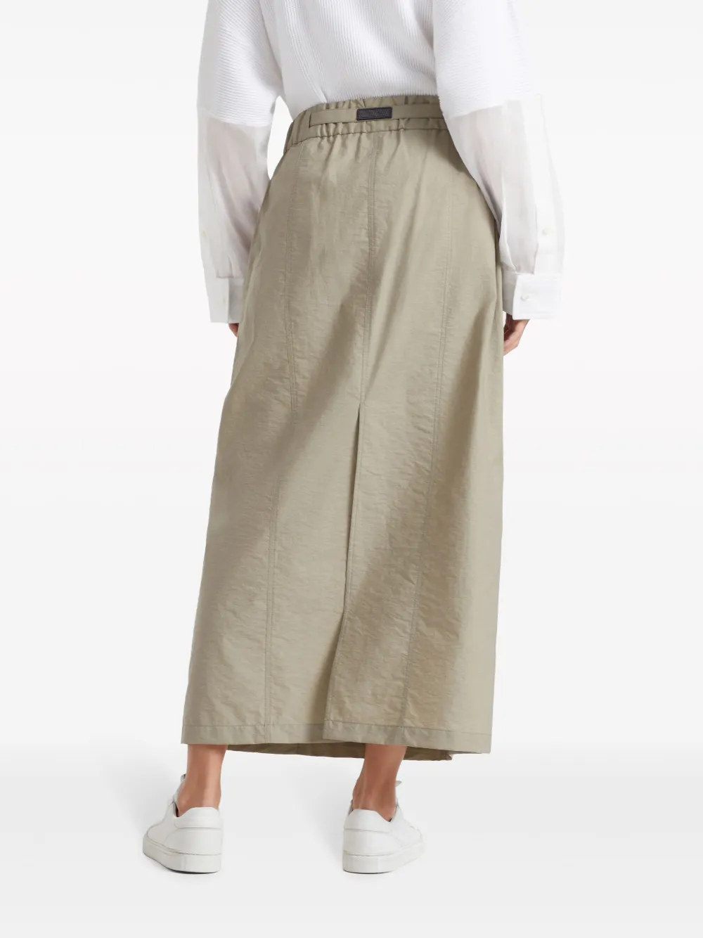 Brunello Cucinelli Midi-rok met trekkoord Groen