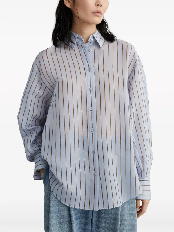 Brunello Cucinelli ストライプ セミシアーシャツ | ブルー | FARFETCH JP
