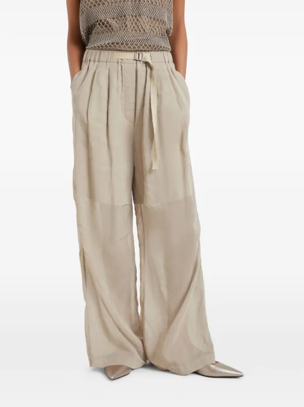 パンツ BRUNELLO CUCINELLI Women Straight Pants MD588P8757 C032 GRIG Wool-blend straight pants in beige - Brunello Cucinelli
