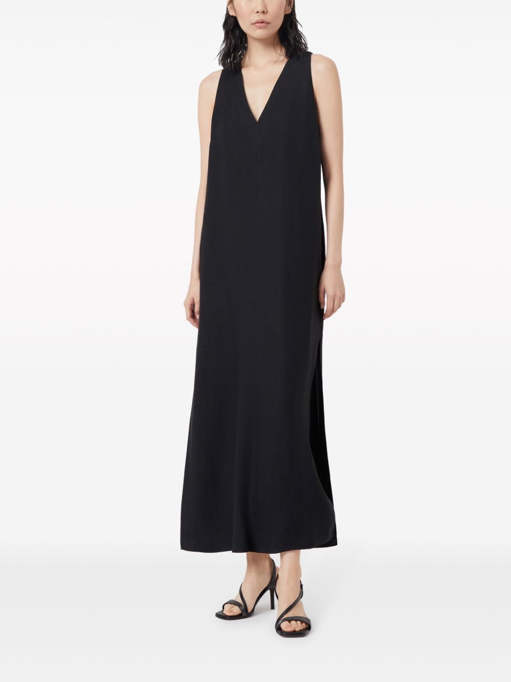 Shop Brunello Cucinelli V-neck A-line Dress In 黑色