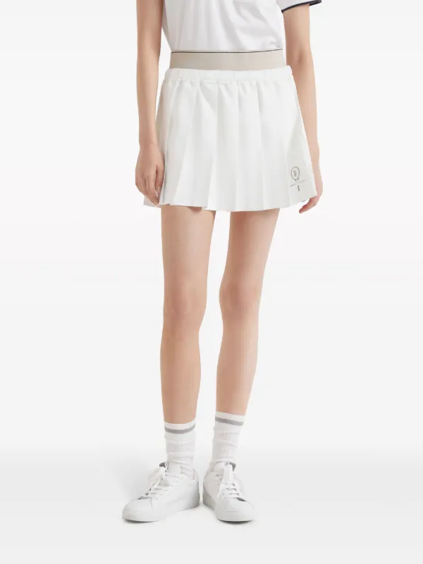 Brunello Cucinelli logo-embroidered Pleated Mini Skirt