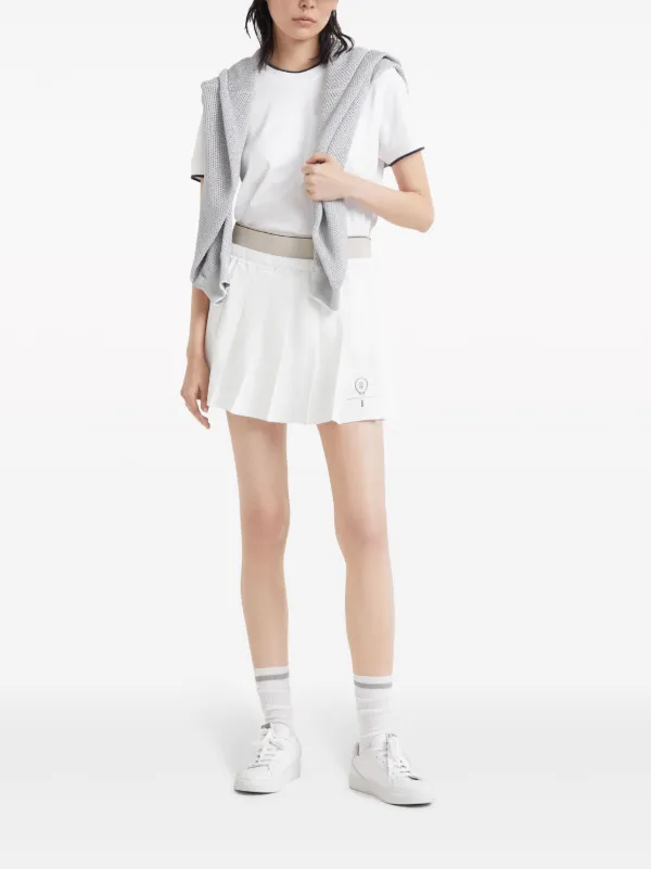 VIP【送料関税込】BRUNELLO CUCINELLI COTTON MINI SKIRT Monili pleated cotton mini skirt in beige - Brunello