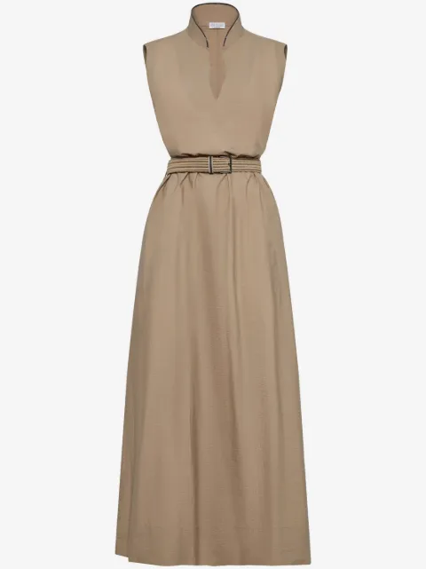 Brunello Cucinelli belted sleeveless maxi dress