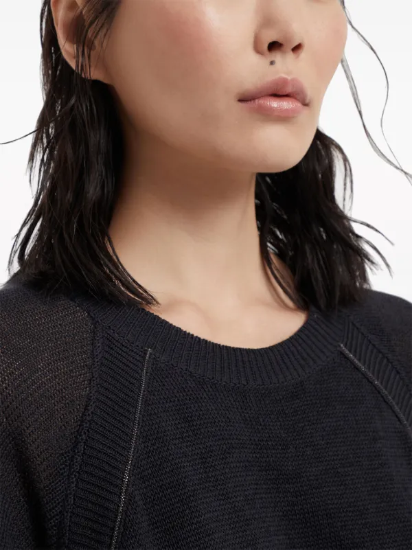 Brunello Cucinelli Vestido Estilo Playera De Tejido Fino Gris