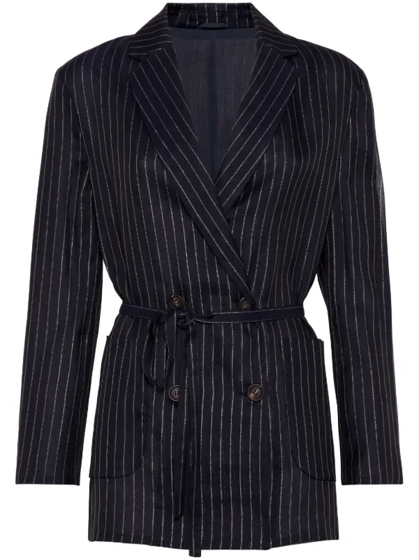 ジャケット BRUNELLO CUCINELLI SS25 Pinstripe blazer (MH5437407 C1080) Brunello Cucinelli Pinstripe Blazer - White | MH5437407C1080