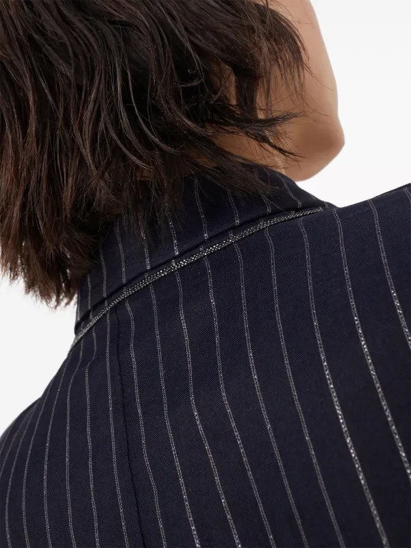 ジャケット BRUNELLO CUCINELLI SS25 Pinstripe blazer (MH5437407 C1080) Brunello Cucinelli Pinstripe Blazer - White | MH5437407C1080