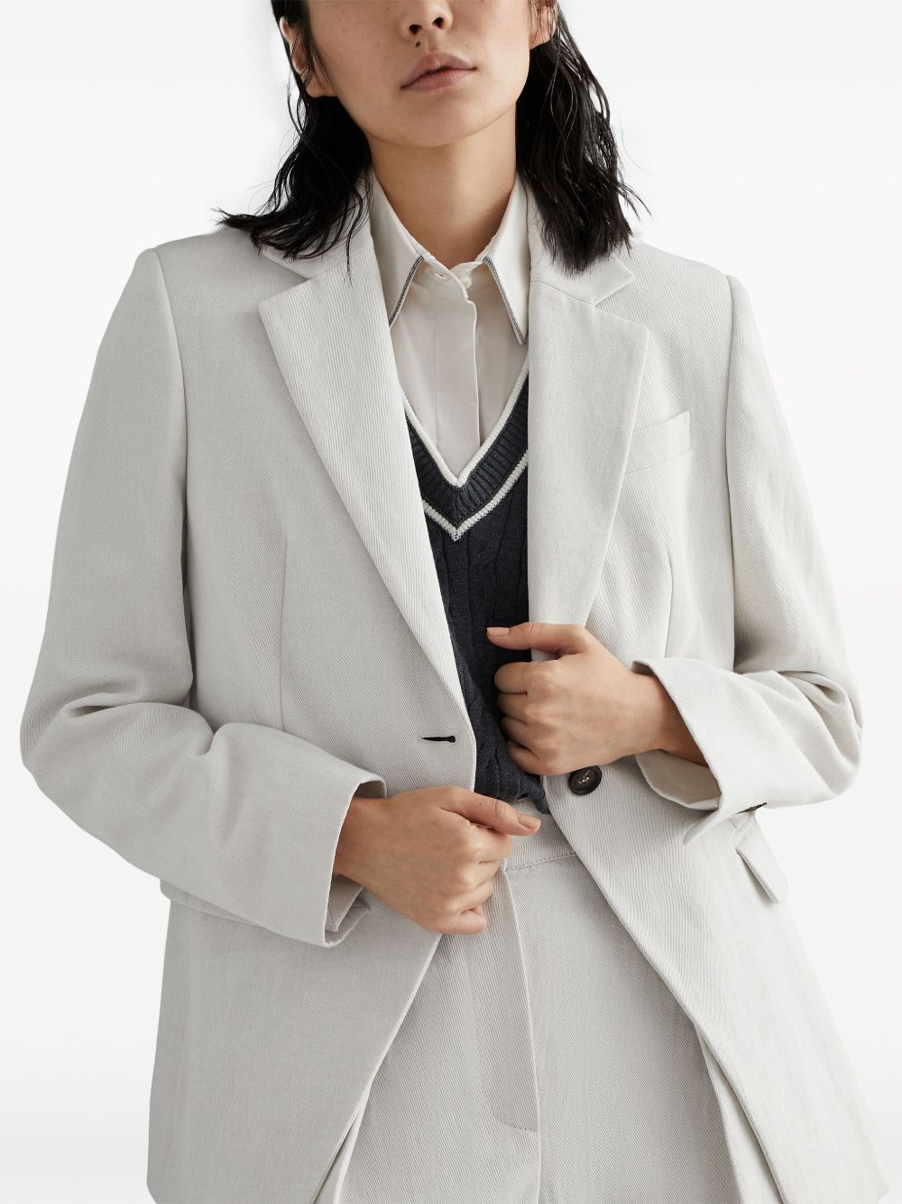 Brunello Cucinelli gabardine-weave single-breasted blazer Women