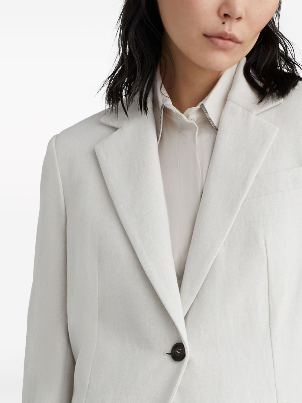 Shop Brunello Cucinelli Gabardine-weave Single-breasted Blazer In Weiss