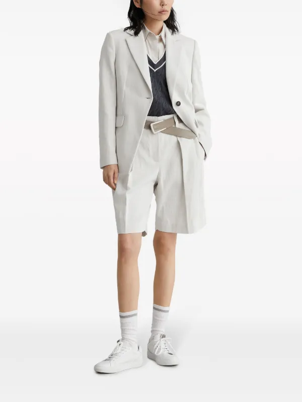 アウターその他 BRUNELLO CUCINELLI Woman Blazer White MH1267332 C600 Brunello Cucinelli gabardine-weave single-breasted Blazer