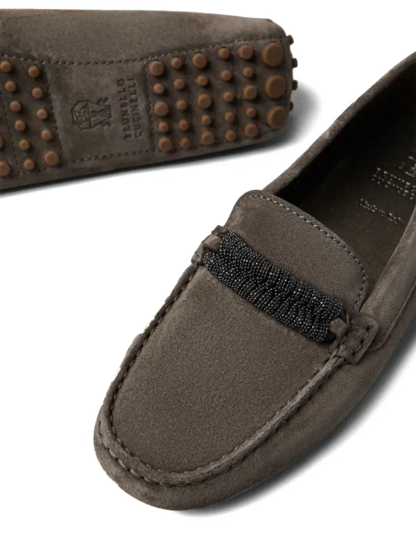 Brunello Cucinelli モニーレトリム レザーローファー | グレー