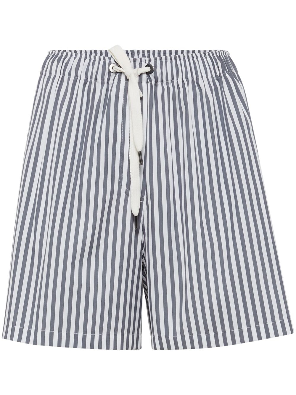 striped cotton-silk Bermuda shorts