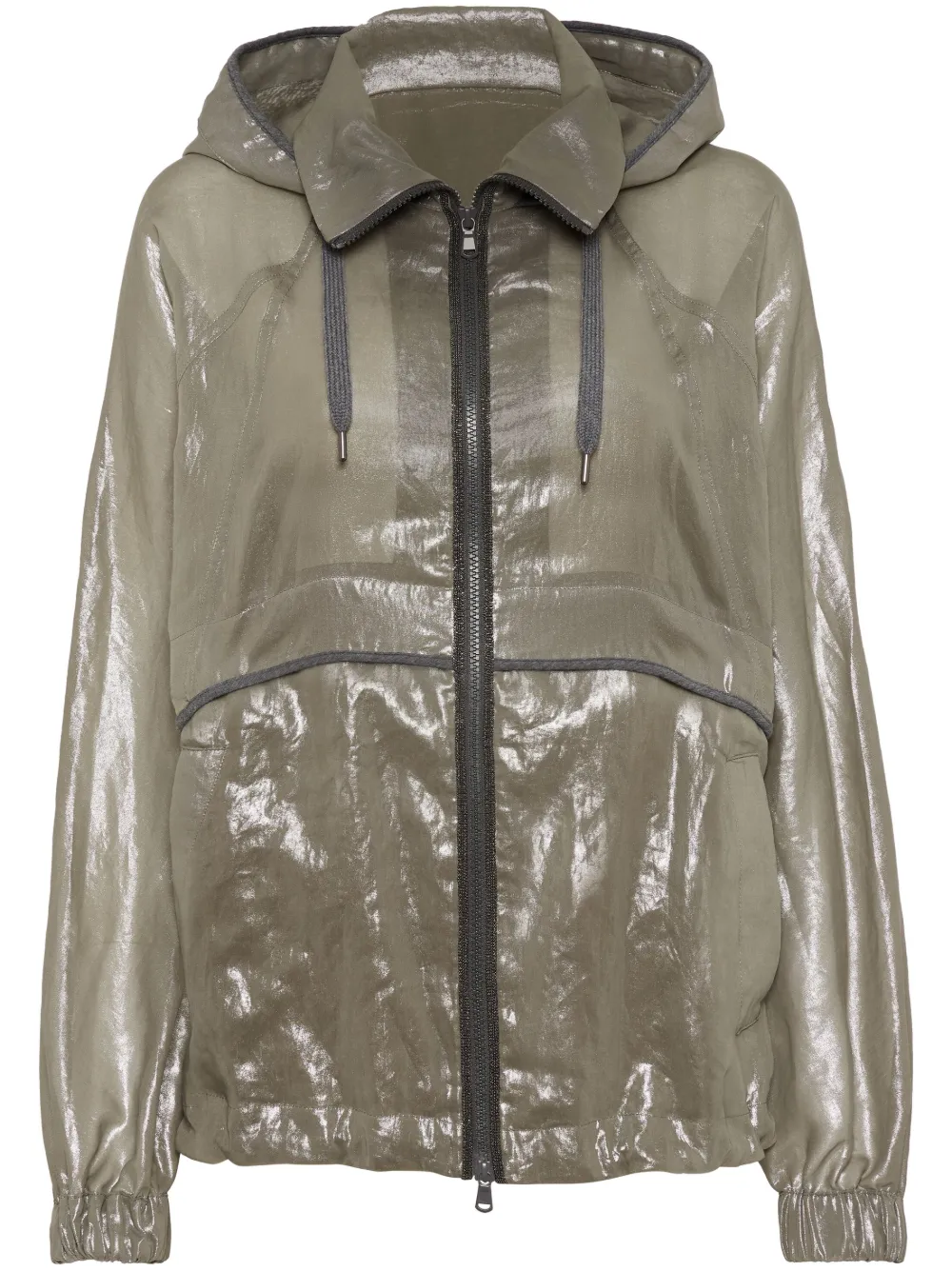 BRUNELLO CUCINELLI METALLIC COTTON TRACK JACKET