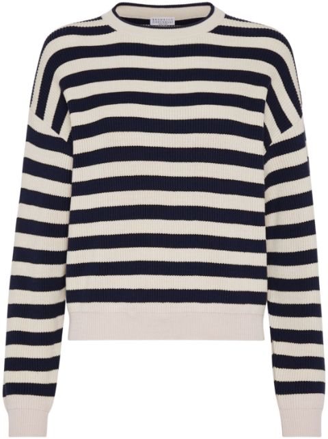 Brunello Cucinelli striped cotton-knit jumper Women