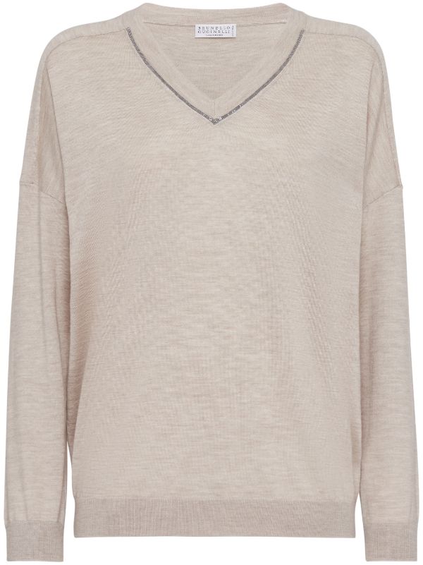 Brunello Cucinelli V-neck cashmere-silk Sweatshirt - Farfetch