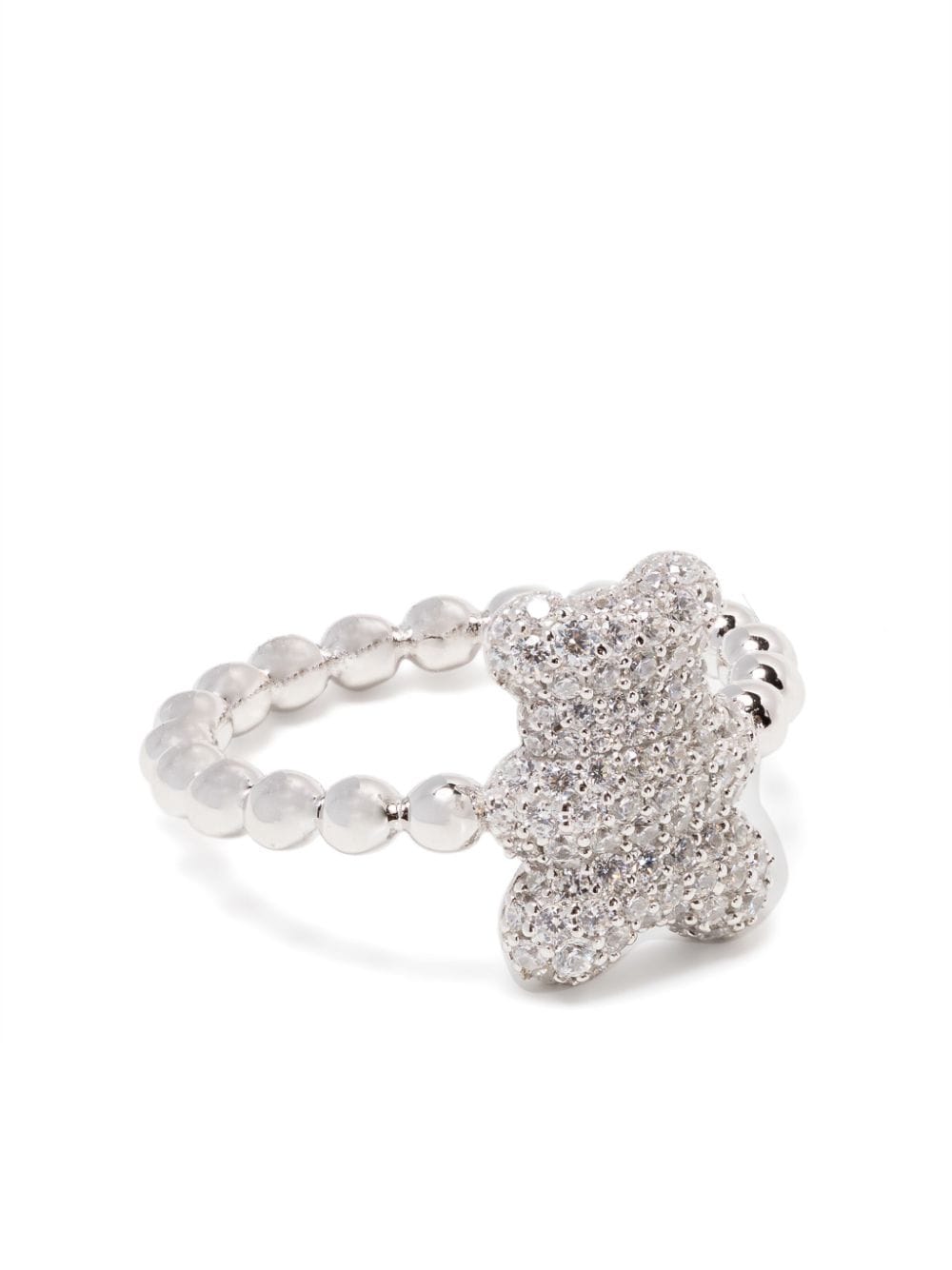 Apm Monaco Bear-motif Crystal-embellished Ring In Metallic