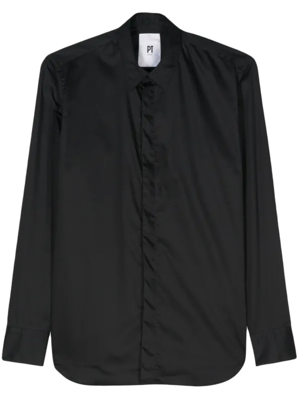 PT Torino Cotton Satin Shirt in Black