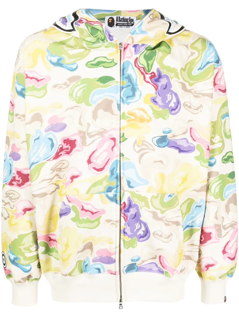 A Bathing Ape Art Camo Shark-print Hoodie In Multicolour