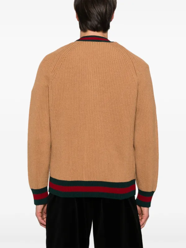 Gucci Cardigan Com Faixa Web | Neutro | FARFETCH BR