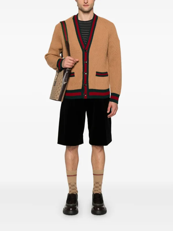 Gucci ウェブストライプトリム カーディガン | ニュートラル | FARFETCH JP