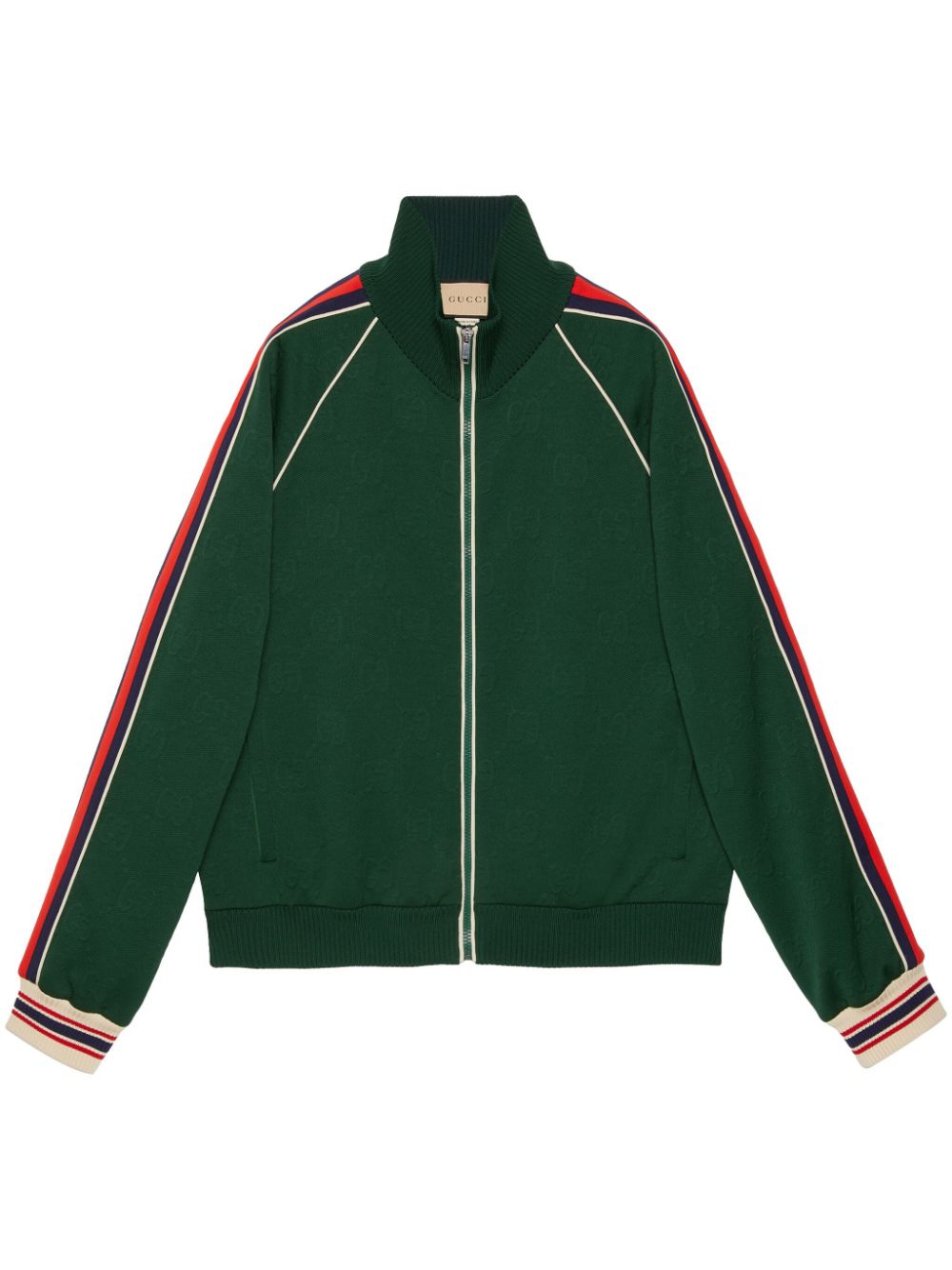 Shop Gucci Gg-jacquard Zip-up Jacket In Grün