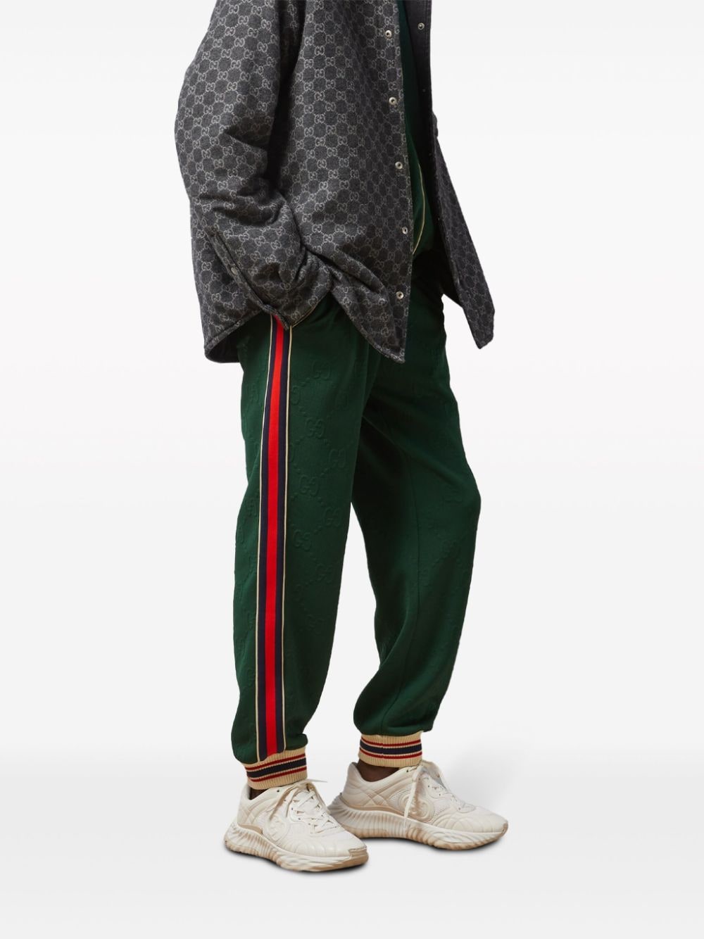 Shop Gucci Gg-jacquard Track Pants In Grün