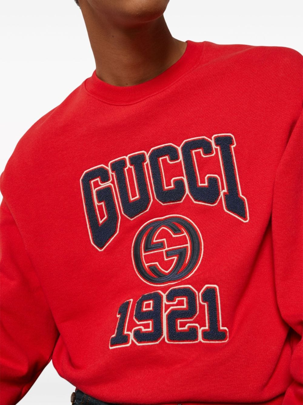 Shop Gucci Interlocking-g Cotton Sweatshirt In Red