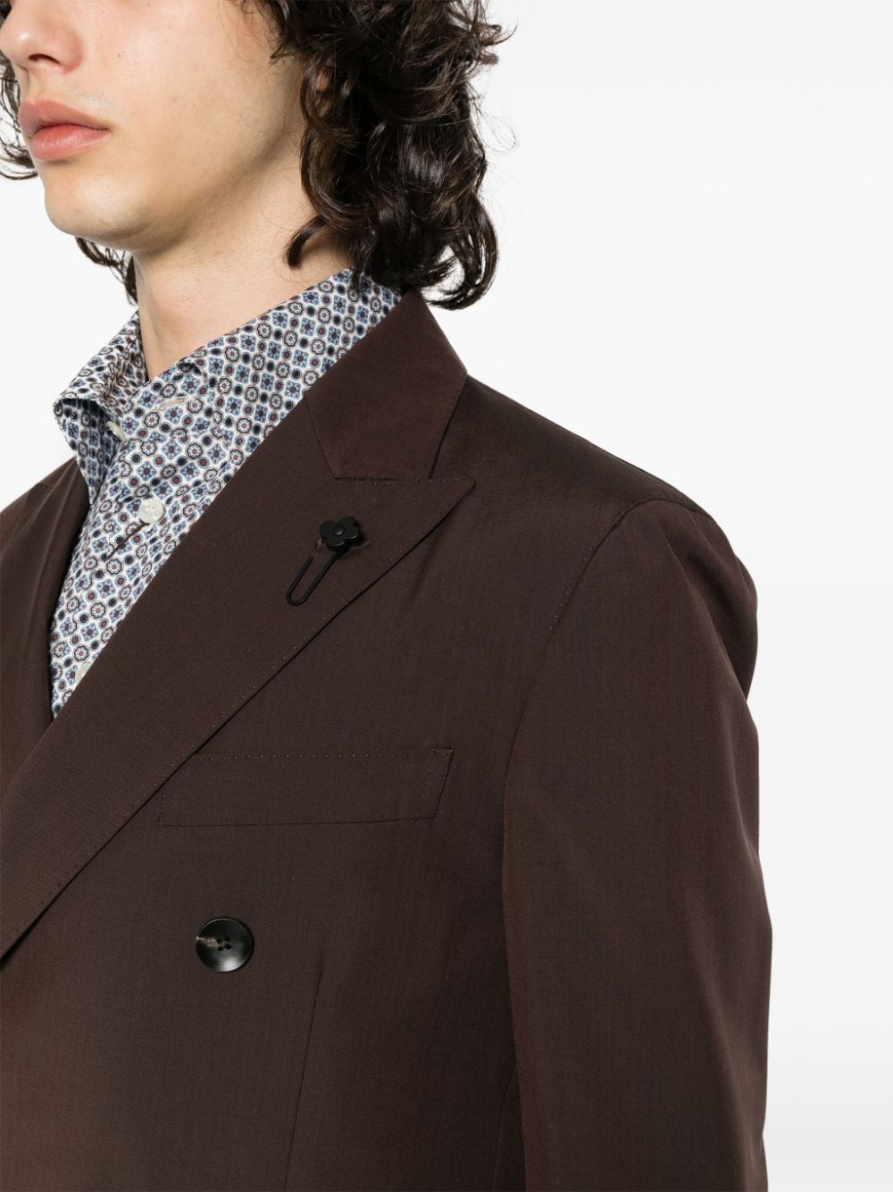 Shop Lardini Double-breasted Suit In Brown