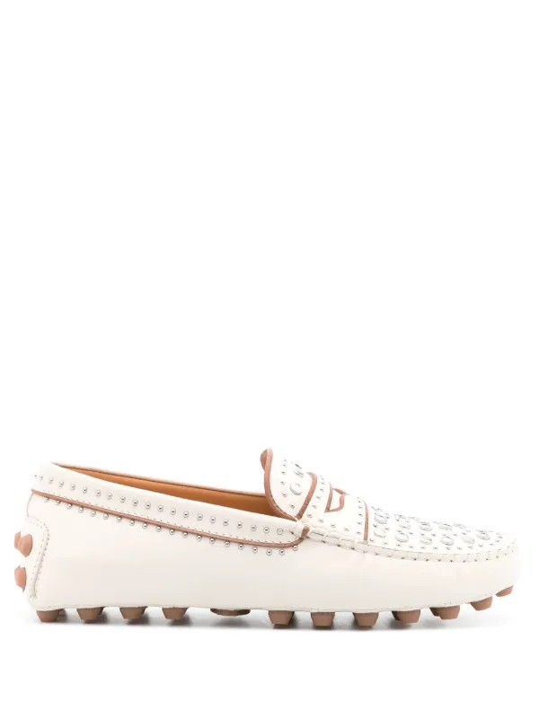 White studded best sale loafers