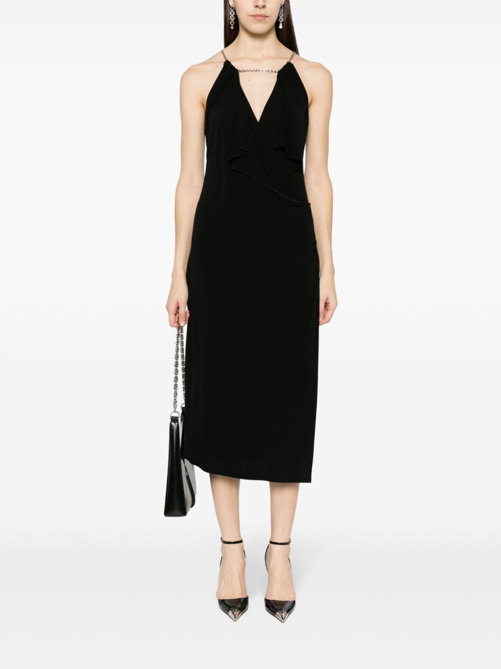 Shop Givenchy Halterneck Midi Dress In Black