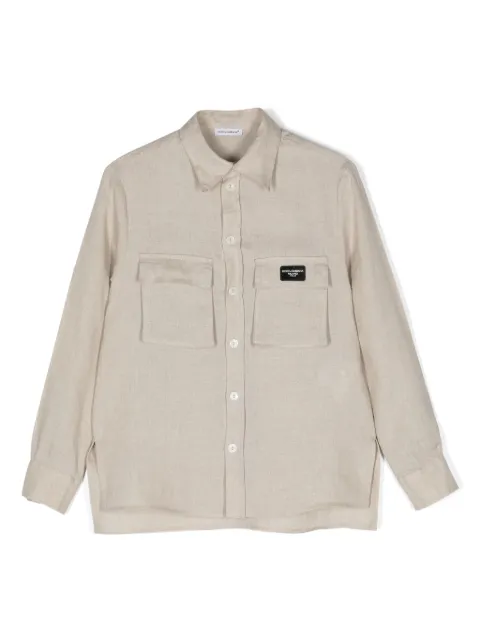 Dolce & Gabbana Kids Hemd aus Leinen mit Logo-Patch