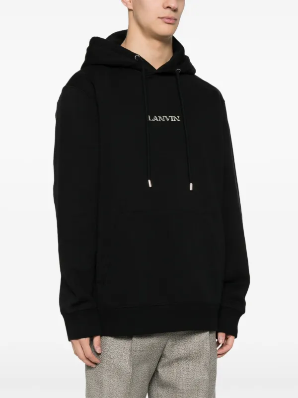 LANVIN | GRAPHIC LOGO HOODIE BLACK フーディ Lanvin logo-embroidered Cotton Hoodie | Black | FARFETCH