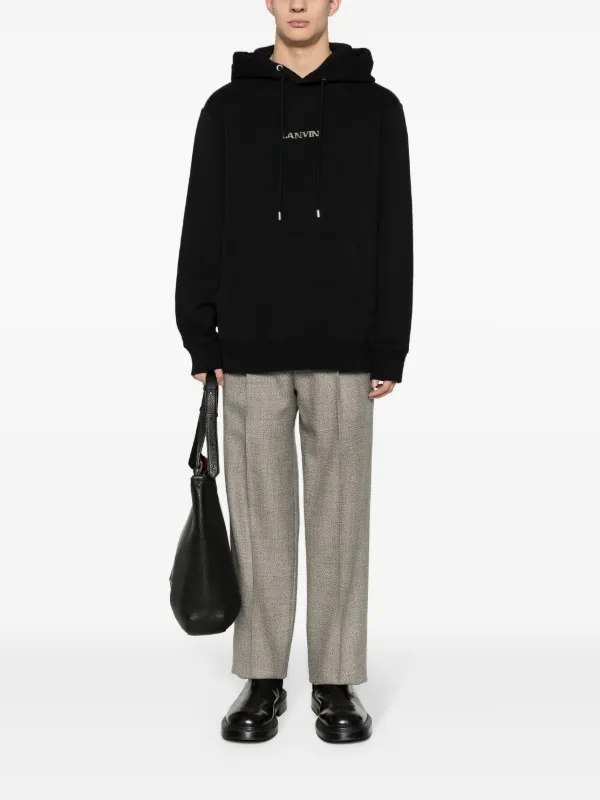 Lanvin logo-embroidered Cotton Hoodie | Black | FARFETCH