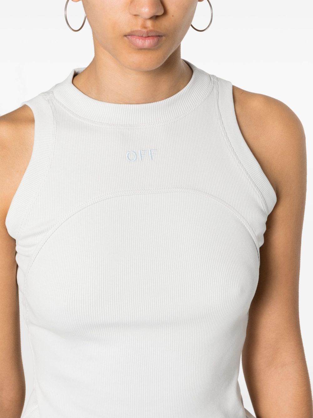 Shop Off-white Logo-embroidered Top In Grey