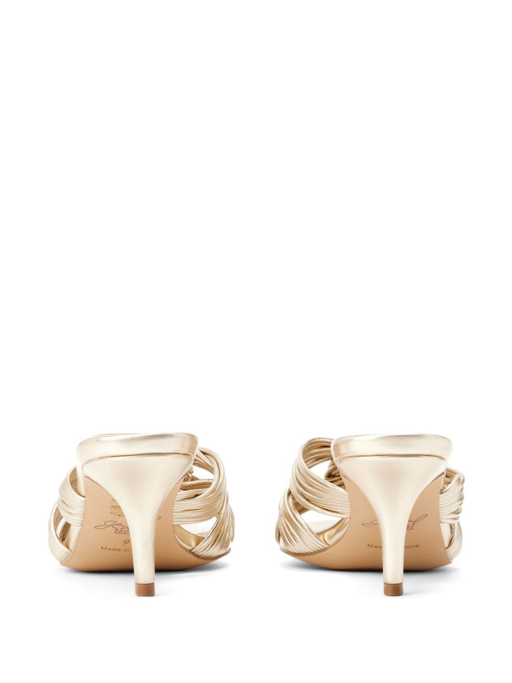 Shop Badgley Mischka Mia 60mm Twisted Leather Mules In Gold