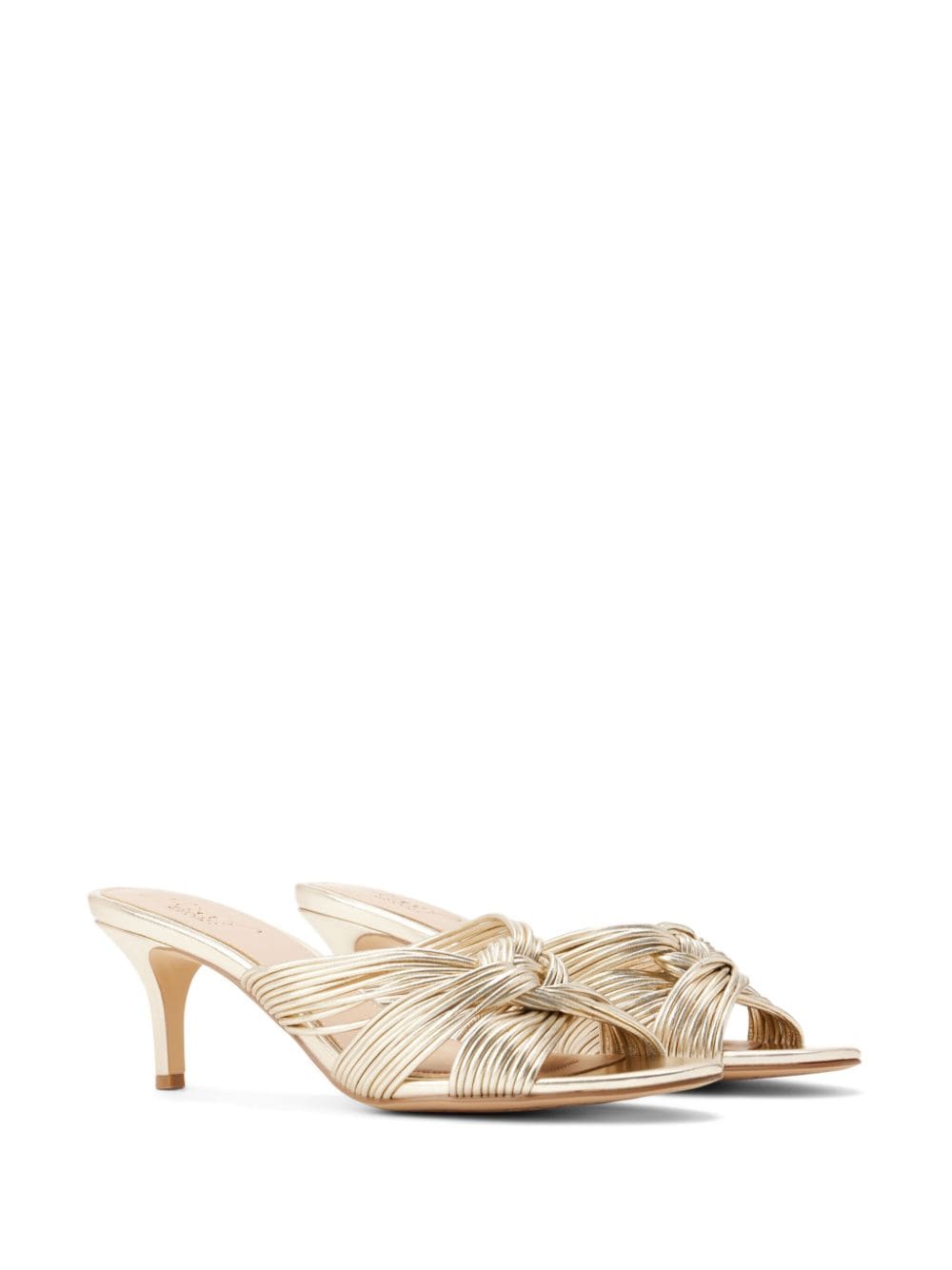 Shop Badgley Mischka Mia 60mm Twisted Leather Mules In Gold