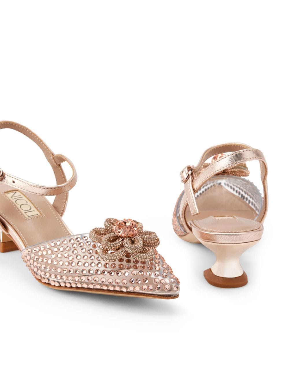 Shop Nicoli Leia Crystal Flower-embellished Sandals In Neutrals