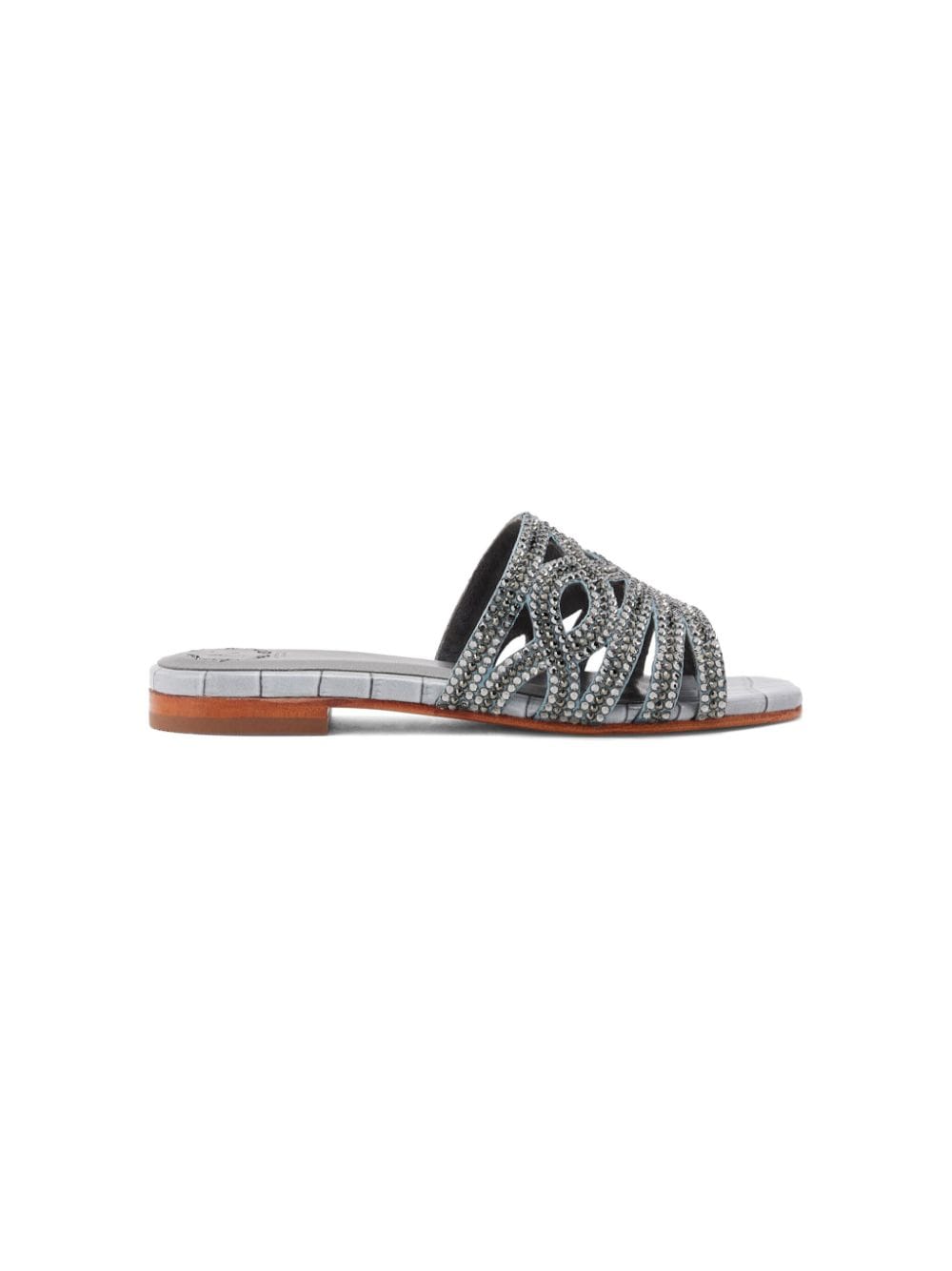 Shop Nicoli Mirelile Embellished Flat Sandals In Grey