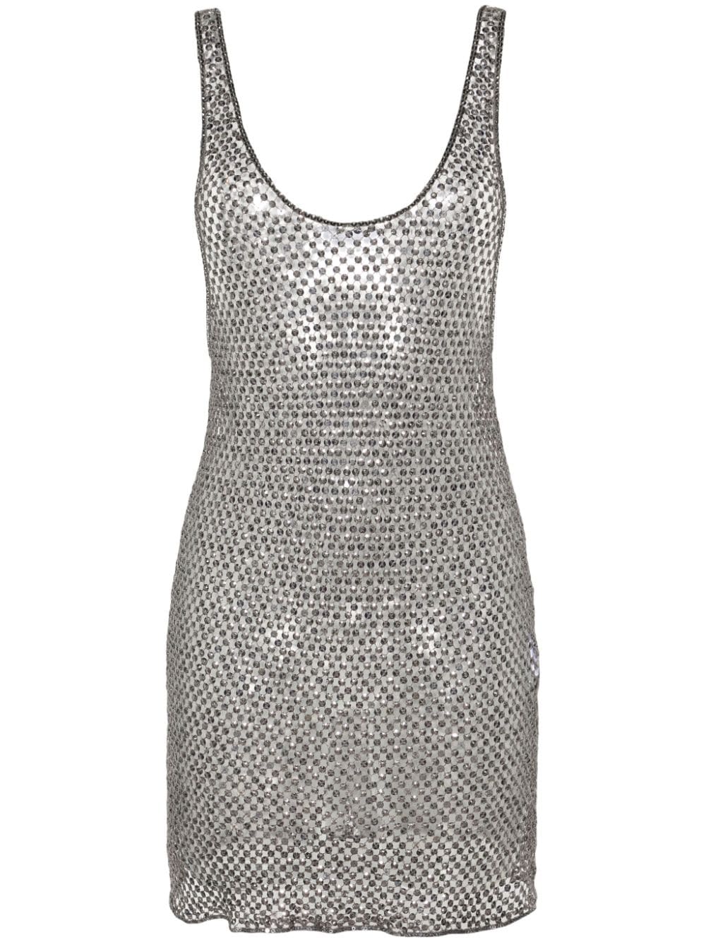 Attico Sequin-embellished Fishnet Mini Dress In Silver