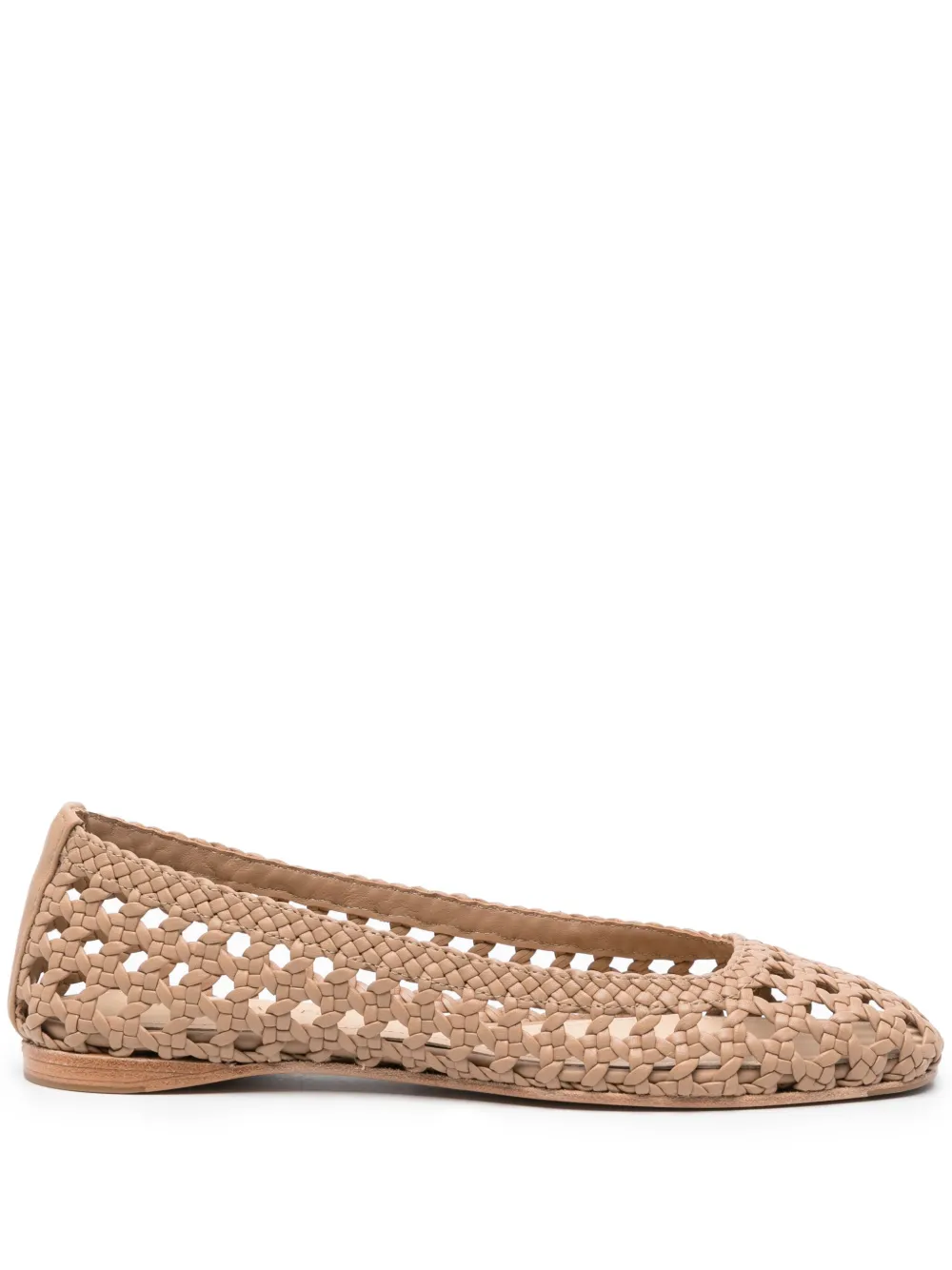 Shop Paloma Barceló Open-knit Leather Ballerina Shoes In Neutrals