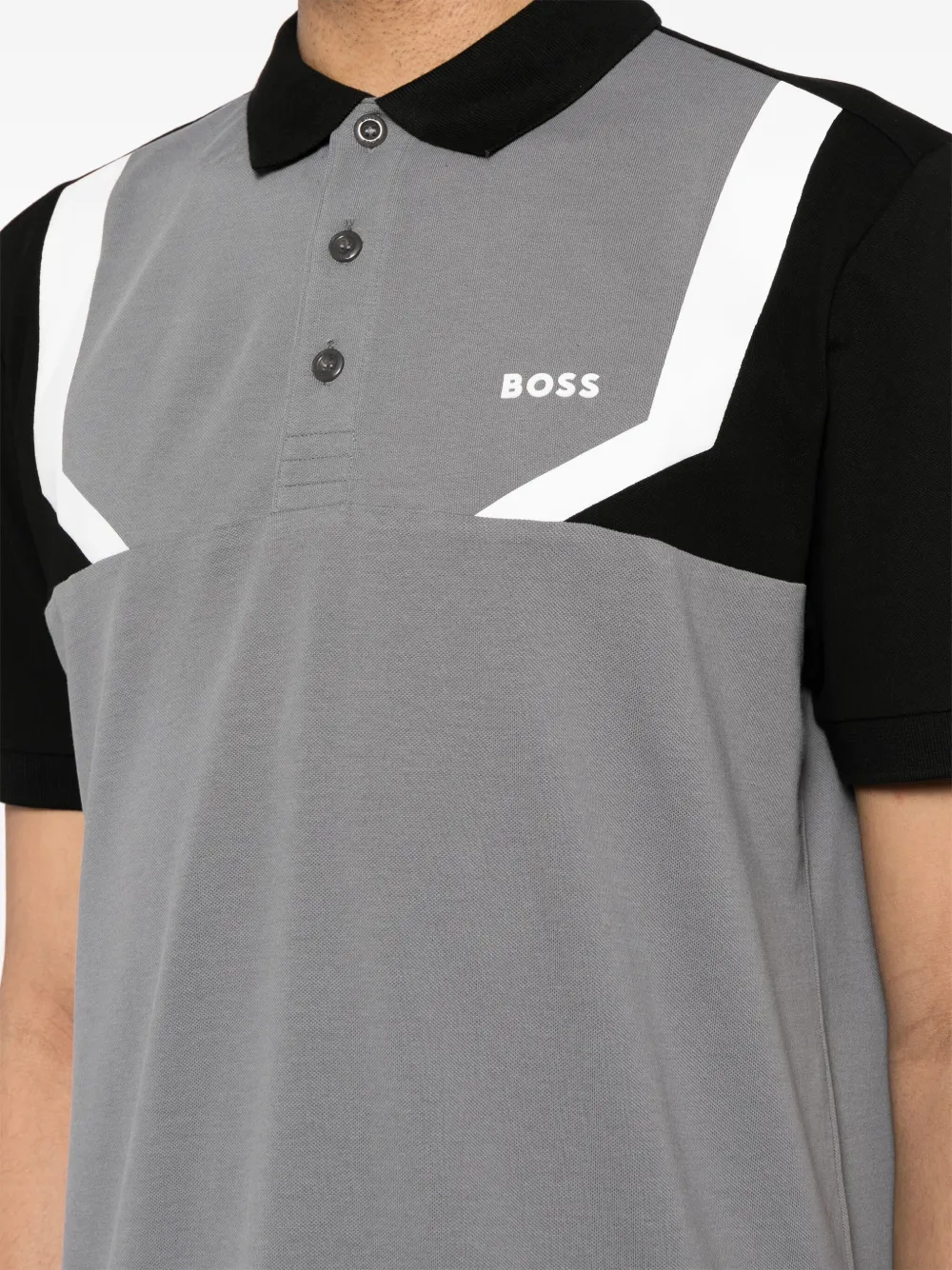 BOSS Poloshirt met vlakken Grijs