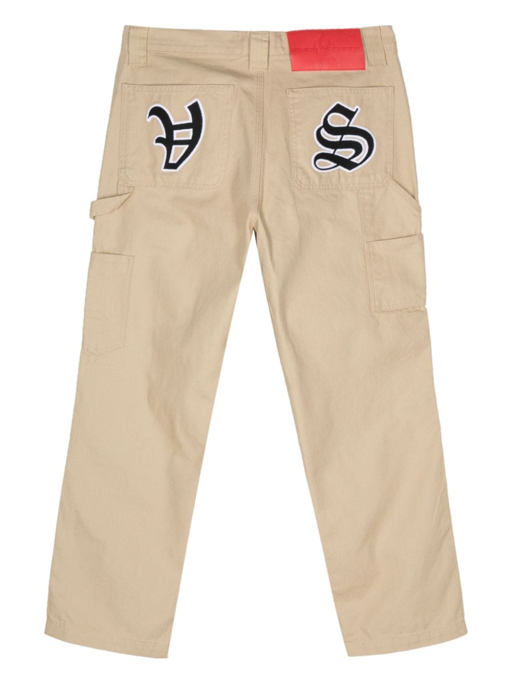 Shop Vision Of Super Logo-embroidery High-waisted Jeans In Neutrals