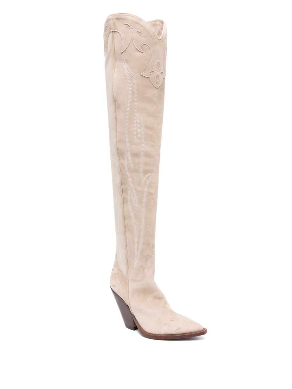 Shop Sonora Santa Fe Suede Thigh-high Boots In Neutrals